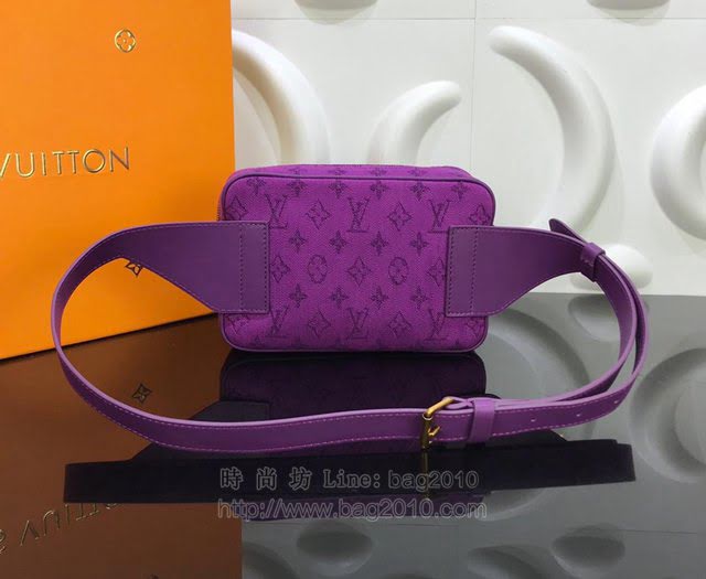 LV腰包 路易威登Outdoor腰包 紫色丹寧布 LV男士休閒腰包 LV挎包  ydh2966
